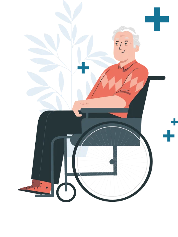 Illustration Mann im Rollstuhl
